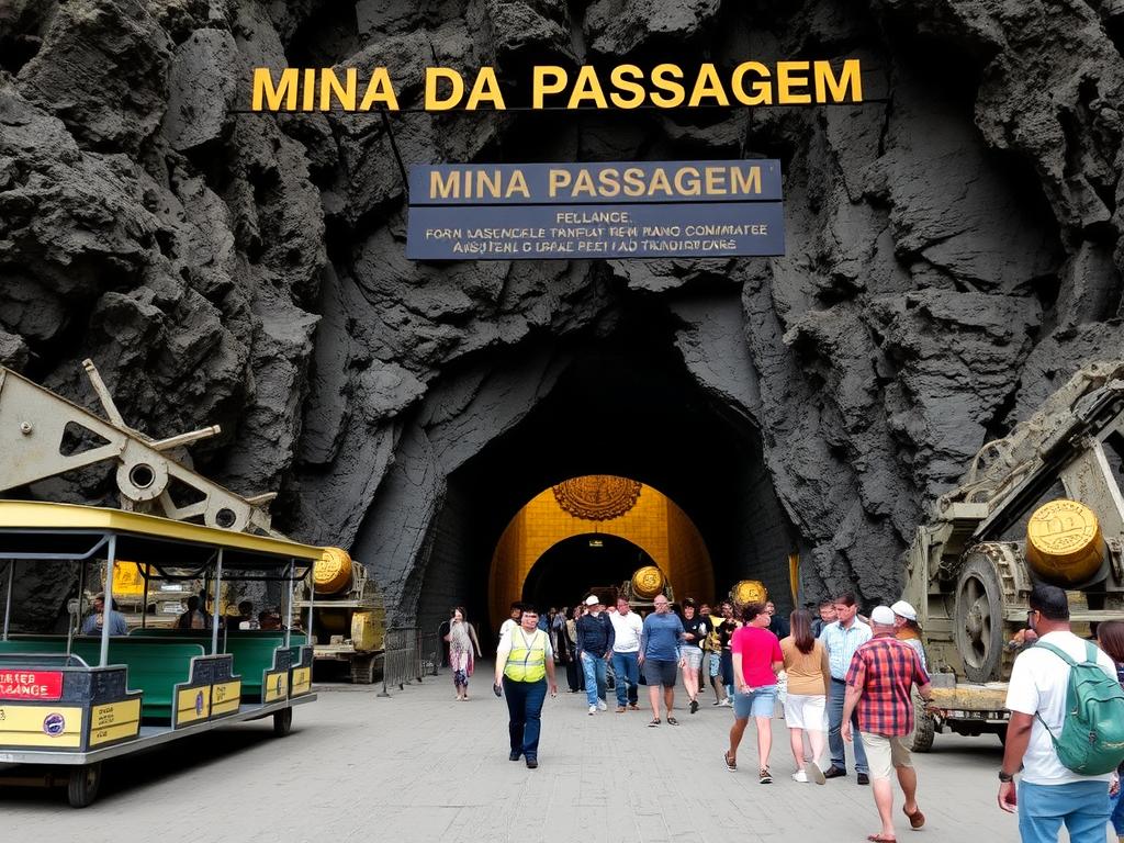 Entrada da Mina da Passagem com vagonetes para visitação Entrada da Mina da Passagem com vagonetes para visitação