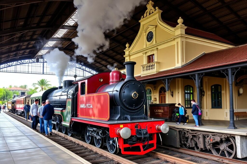 Estação ferroviária de São João del-Rei com o trem Maria Fumaça Estação ferroviária de São João del-Rei com o trem Maria Fumaça