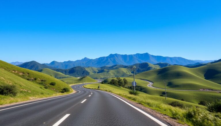 Estrada que leva a Baependi MG com vista para as montanhas da Serra da Mantiqueira