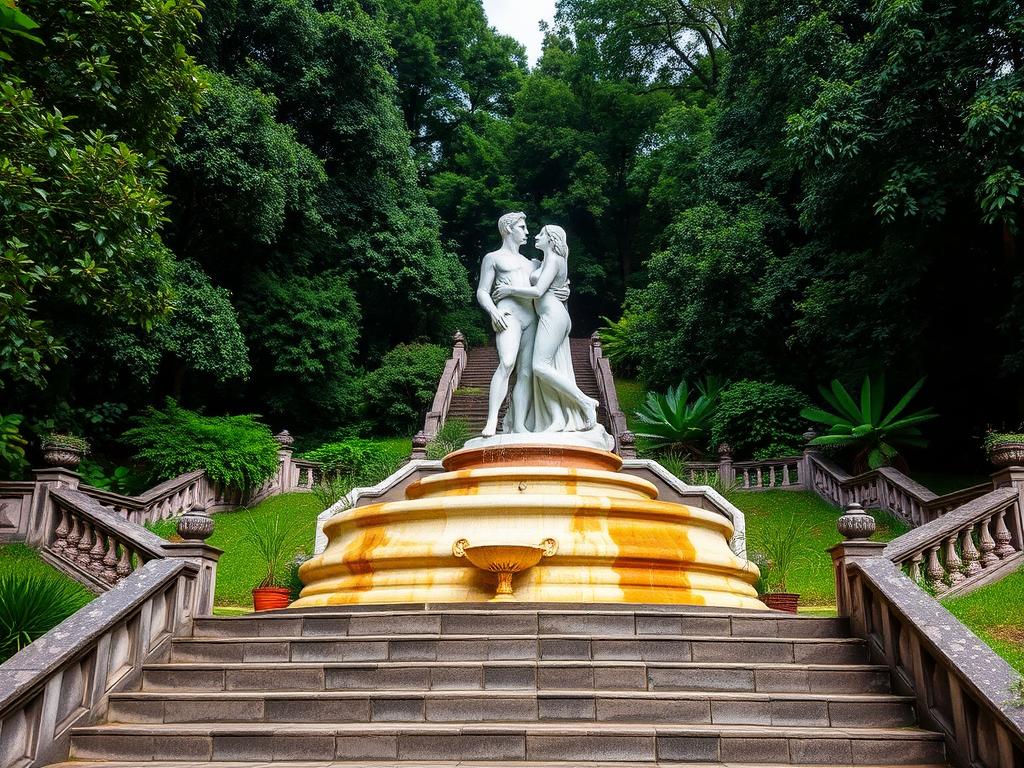Fonte dos Amores em Poços de Caldas em Minas Gerais com sua escultura em mármore Fonte dos Amores em Poços de Caldas em Minas Gerais com sua escultura em mármore