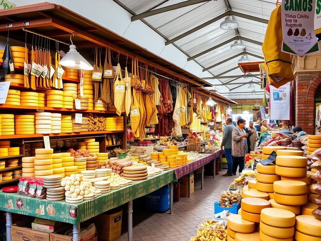 Mercado Municipal de Poços de Caldas em Minas Gerais com bancas de queijos e produtos típicos Mercado Municipal de Poços de Caldas em Minas Gerais com bancas de queijos e produtos típicos