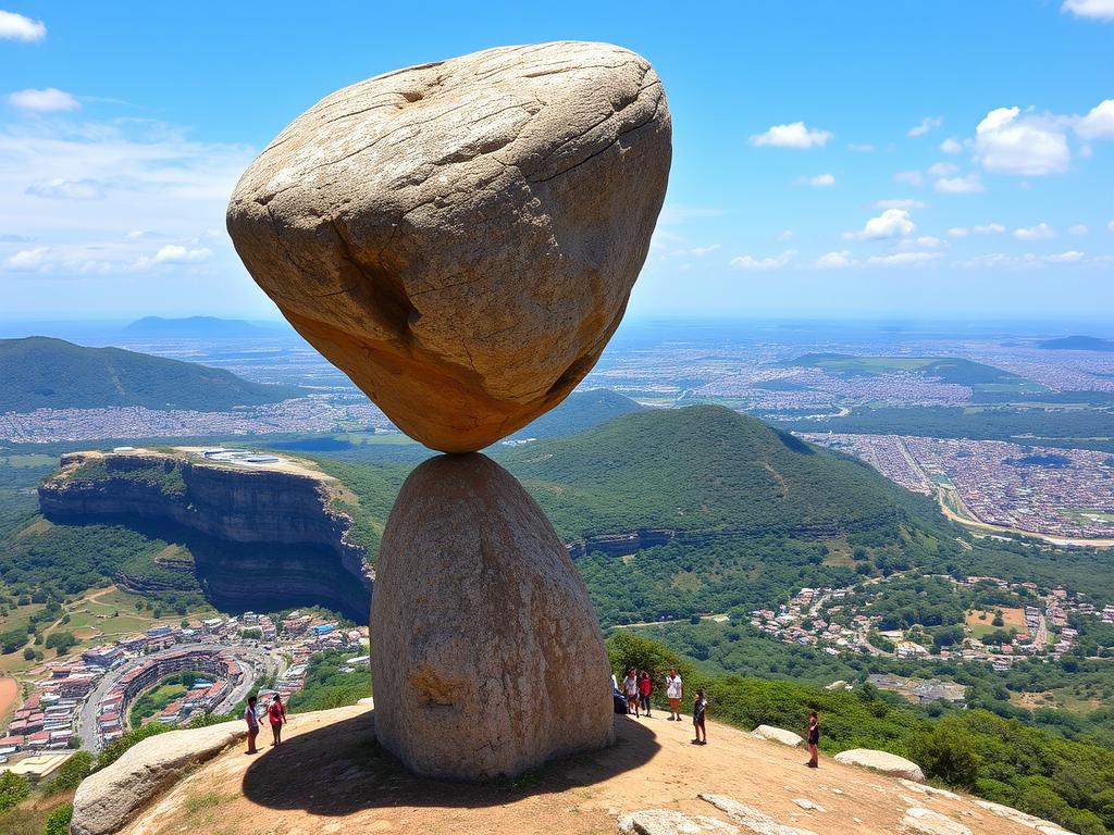 Pedra do Balão em Poços de Caldas em Minas Gerais, formação rochosa em equilíbrio Pedra do Balão em Poços de Caldas em Minas Gerais, formação rochosa em equilíbrio