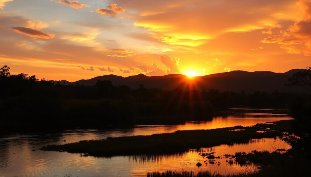 Pôr do sol no Parque Estadual do Rio Preto em Minas Gerais Pôr do sol no Parque Estadual do Rio Preto em Minas Gerais