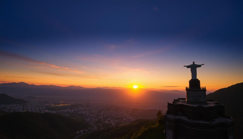 Pôr do sol visto do mirante do Cristo Redentor em Poços de Caldas em Minas Gerais Pôr do sol visto do mirante do Cristo Redentor em Poços de Caldas em Minas Gerais