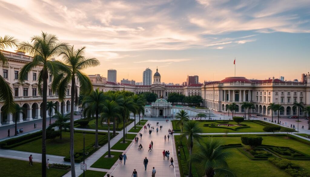 Vista panorâmica da Praça da Liberdade em Belo Horizonte, um dos 17 melhores destinos para conhecer em Minas Gerais Vista panorâmica da Praça da Liberdade em Belo Horizonte, um dos 17 melhores destinos para conhecer em Minas Gerais
