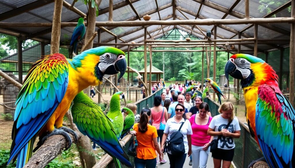 Zoo das Aves em Poços de Caldas em Minas Gerais com araras coloridas Zoo das Aves em Poços de Caldas em Minas Gerais com araras coloridas